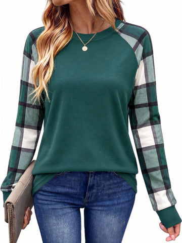 SPROUTOP Color Block Sweatshirts for Women Raglan Long Sleeve Shirts Casual Crewneck Printed Pullover Tunic Tops