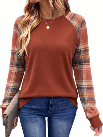SPROUTOP Color Block Sweatshirts for Women Raglan Long Sleeve Shirts Casual Crewneck Printed Pullover Tunic Tops